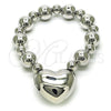 Rhodium Gold Filled Fancy Bracelet, Heart and Ball Design, Polished, Rhodium Finish, 03.341.0219.1.08 (12 MM Thickness, 8 Inches Length)
