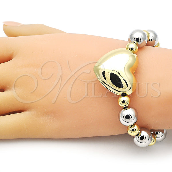 Gold Filled Bracelet — Fancy Bracelet Heart and Hollow Design Polished Two — alternate product view — SKU 155547 | Oro Laminado brazalete — elegante Bracelet corazón and Hollow diseño pulido Two — SKU 155547