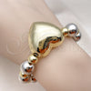 Oro Laminado Fancy Bracelet, Gold Filled Style Heart and Hollow Design, Polished, Two Tone, 03.341.0219.2.08 (12 MM Thickness, 8 Inches Length)