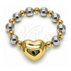 Oro Laminado Fancy Bracelet, Gold Filled Style Heart and Hollow Design, Polished, Two Tone, 03.341.0219.2.08 (12 MM Thickness, 8 Inches Length)
