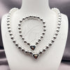 Rhodium Gold Filled Necklace and Bracelet, Heart and Ball Design, Polished, Rhodium Finish, 06.341.0009.1