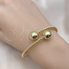 Oro Laminado Individual Bangle, Gold Filled Style Ball and Twist Design, Polished, Golden Finish, 07.93.0022 (04 MM Thickness, One size fits all)