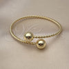 Oro Laminado Individual Bangle, Gold Filled Style Ball and Twist Design, Polished, Golden Finish, 07.93.0022 (04 MM Thickness, One size fits all)