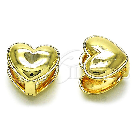 Oro Laminado Huggie Hoop, Gold Filled Style Heart Design, Polished, Golden Finish, 02.195.0283.14