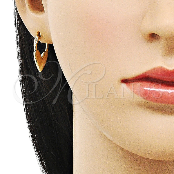 Gold Filled Hoop Earrings — Medium Hoop Heart Design Polished 02. — alternate product view — SKU 155588 | Oro Laminado aretes de aro — Medium Hoop corazón diseño pulido 02. — SKU 155588