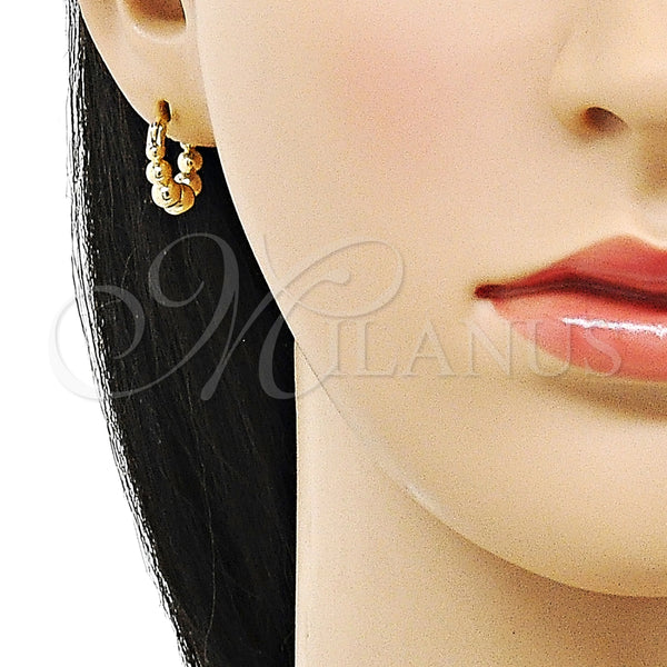 Gold Filled Hoop Earrings — Small Hoop Ball Design Polished 02. — alternate product view — SKU 155590 | Oro Laminado aretes de aro — aro pequeño Ball diseño pulido 02. — SKU 155590