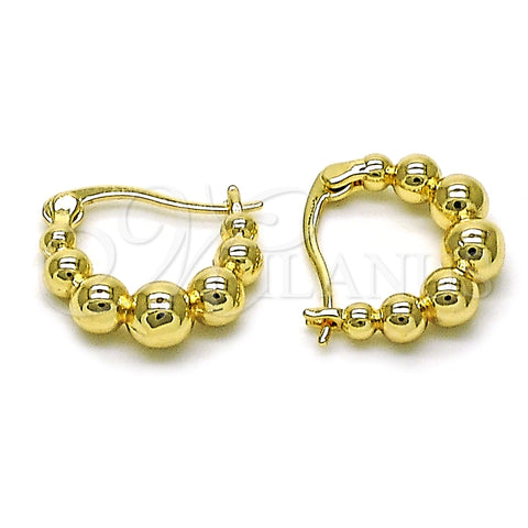Oro Laminado Small Hoop, Gold Filled Style Ball Design, Polished, Golden Finish, 02.195.0287.16