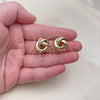 Oro Laminado Stud Earring, Gold Filled Style Love Knot Design, Polished, Golden Finish, 02.196.0131