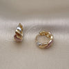 Oro Laminado Huggie Hoop, Gold Filled Style Twist Design, Polished, Tricolor, 02.196.0138.14