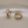 Oro Laminado Huggie Hoop, Gold Filled Style Flower Design, Polished, Tricolor, 02.196.0143.14