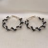 Oro Laminado Large Hoop, Gold Filled Style Twist Design, with Black Crystal, Polished, Golden Finish, 02.196.0114.3.50