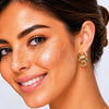 Oro Laminado Stud Earring, Gold Filled Style Hollow Design, Polished, Golden Finish, 02.196.0152