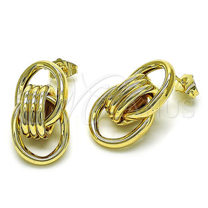 Oro Laminado Stud Earring, Gold Filled Style Hollow Design, Polished, Golden Finish, 02.196.0152