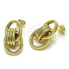 Oro Laminado Stud Earring, Gold Filled Style Hollow Design, Polished, Golden Finish, 02.196.0152