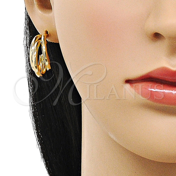Gold Filled Hoop Earrings — Small Hoop Hollow Design Polished 02. — alternate product view — SKU 155628 | Oro Laminado aretes de aro — aro pequeño Hollow diseño pulido 02. — SKU 155628