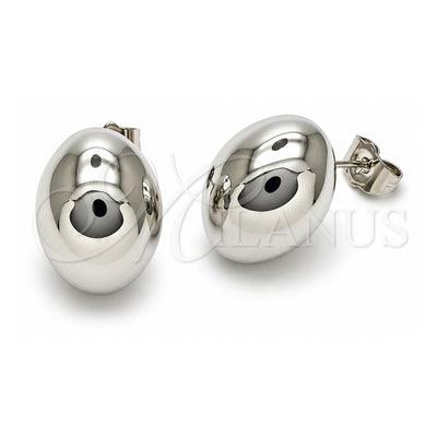 White Gold Filled Stud Earring, Ball and Hollow Design, Polished, Rhodium Finish, 02.196.0171
