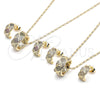 Oro Laminado Earring and Pendant Adult Set, Gold Filled Style with Multicolor Micro Pave, Polished, Golden Finish, 10.196.0160