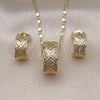 Oro Laminado Earring and Pendant Adult Set, Gold Filled Style with White Micro Pave, Polished, Golden Finish, 10.196.0160.1