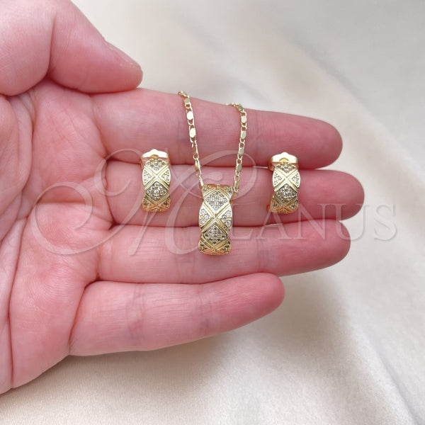 Gold Filled Ring — Earring and Pendant Adult Set with White Micro — alternate product view — SKU 155670 | Oro Laminado anillo — Earring and Pendant Adult Set with blanco Micro — SKU 155670