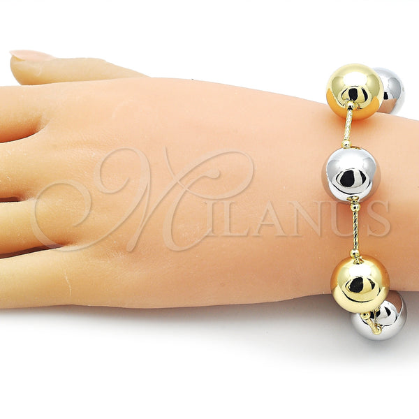 Gold Filled Bracelet — Fancy Bracelet Ball and Hollow Design Polished Two — alternate product view — SKU 155680 | Oro Laminado brazalete — elegante Bracelet Ball and Hollow diseño pulido Two — SKU 155680