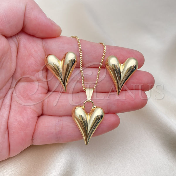 Gold Filled Ring — Earring and Pendant Adult Set Heart and Hollow — alternate product view — SKU 155688 | Oro Laminado anillo — Earring and Pendant Adult Set corazón and Hollow — SKU 155688