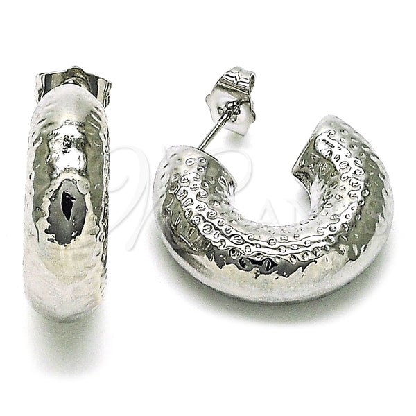 White Gold Filled Hoop Earrings — Small Hoop Hollow Design Polished 02. — main product view — SKU 155693 | Oro Laminado Blanco aretes de aro — aro pequeño Hollow diseño pulido 02. — SKU 155693