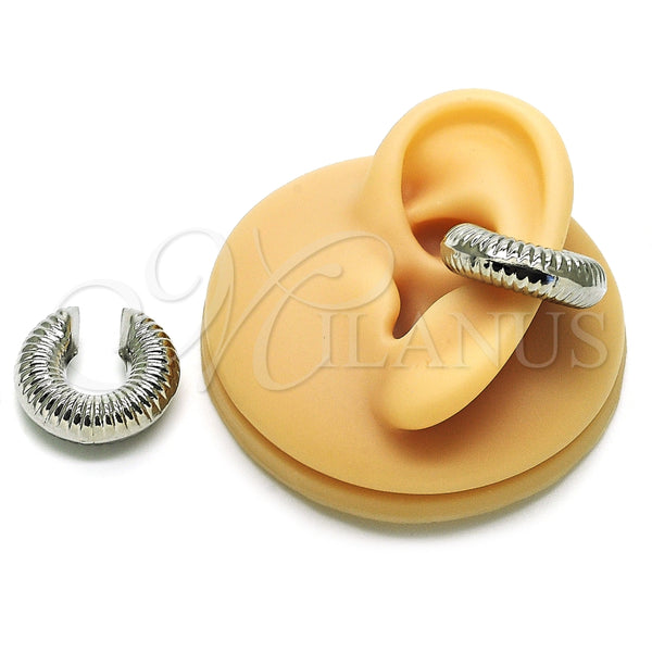 Rhodium Plated Earcuff Earring, Chunky Design, Diamond Cutting Finish, Rhodium Finish, 02.163.0306.1.25