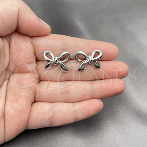 White Gold Filled Ring — Stud Earring Bow Design Polished 02. — main product view — SKU 155703 | Oro Laminado Blanco anillo — Stud Earring Bow diseño pulido 02. — SKU 155703
