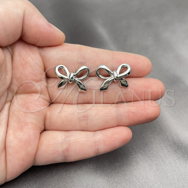 White Gold Filled Ring — Stud Earring Bow Design Polished 02. — main product view — SKU 155703 | Oro Laminado Blanco anillo — Stud Earring Bow diseño pulido 02. — SKU 155703