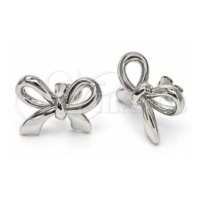 White Gold Filled Stud Earring, Bow Design, Polished, Rhodium Finish, 02.341.0200.1