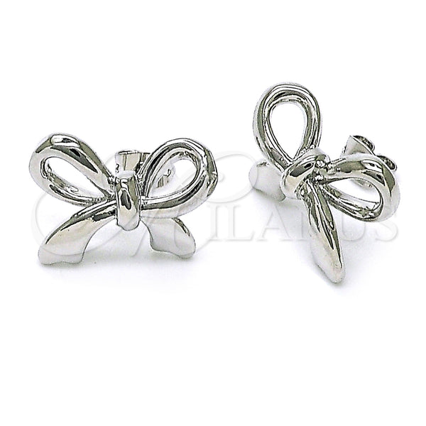 Rhodium Gold Filled Stud Earring, Bow Design, Polished, Rhodium Finish, 02.341.0200.1