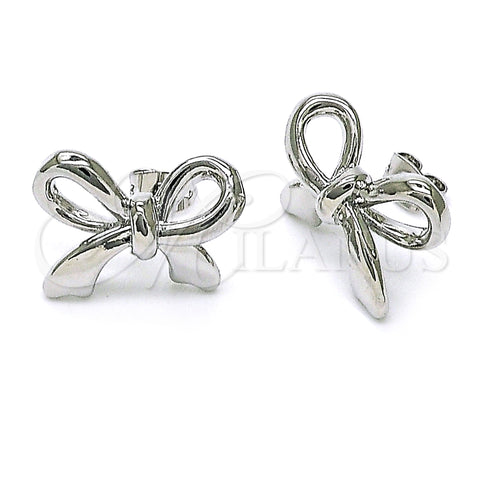 Rhodium Gold Filled Stud Earring, Bow Design, Polished, Rhodium Finish, 02.341.0200.1
