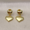 Oro Laminado Stud Earring, Gold Filled Style Heart Design, Polished, Golden Finish, 02.341.0202