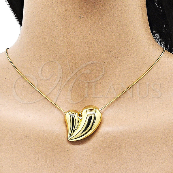 Gold Filled Necklace — Pendant Necklace Heart and Hollow Design Polished 04. — alternate product view — SKU 155710 | Oro Laminado collar — Pendant Necklace corazón and Hollow diseño pulido 04. — SKU 155710