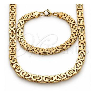 Stainless Steel Necklace and Bracelet, Polished, Golden Finish, 06.116.0057.22