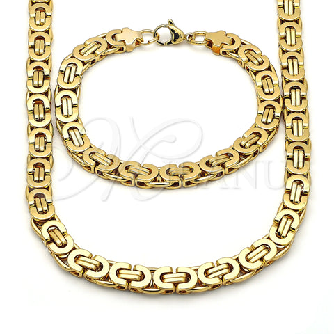 Stainless Steel Necklace and Bracelet, Polished, Golden Finish, 06.116.0057.22