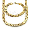 Stainless Steel Necklace and Bracelet, Polished, Golden Finish, 06.116.0057.22