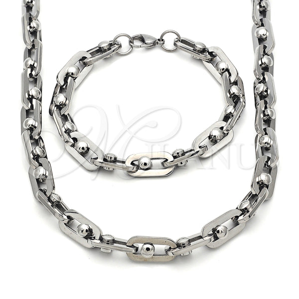 Stainless Steel Necklace and Bracelet, Polished, Steel Finish, 06.363.0056.24