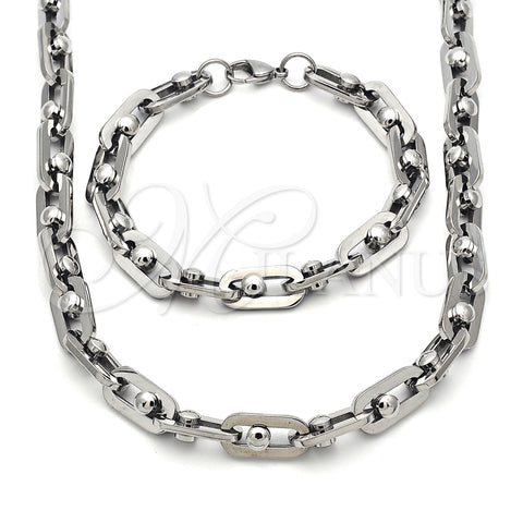Stainless Steel Necklace and Bracelet, Polished, Steel Finish, 06.363.0056.24