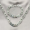 Stainless Steel Necklace and Bracelet, Polished, Steel Finish, 06.363.0056.24