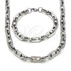 Stainless Steel Necklace and Bracelet, Polished, Steel Finish, 06.363.0056.24