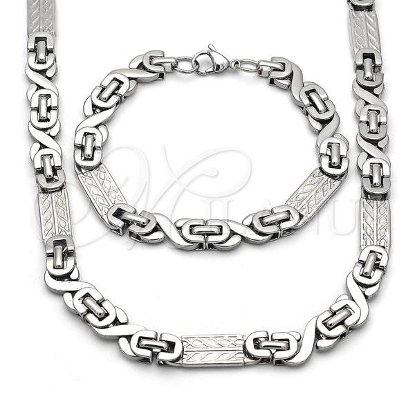 Stainless Steel Necklace and Bracelet, Polished, Steel Finish, 06.363.0057.24