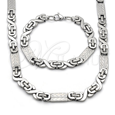 Stainless Steel Necklace and Bracelet, Polished, Steel Finish, 06.363.0057.24