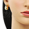Oro Laminado Stud Earring, Gold Filled Style Teardrop and Hollow Design, Polished, Golden Finish, 02.163.0321