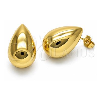 Oro Laminado Stud Earring, Gold Filled Style Teardrop and Hollow Design, Polished, Golden Finish, 02.163.0322
