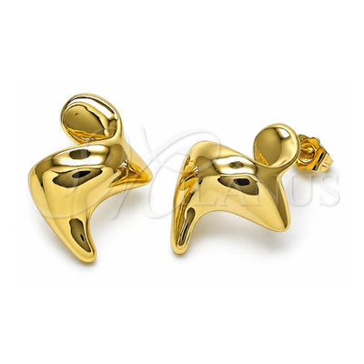 Oro Laminado Stud Earring, Gold Filled Style Polished, Golden Finish, 02.163.0323