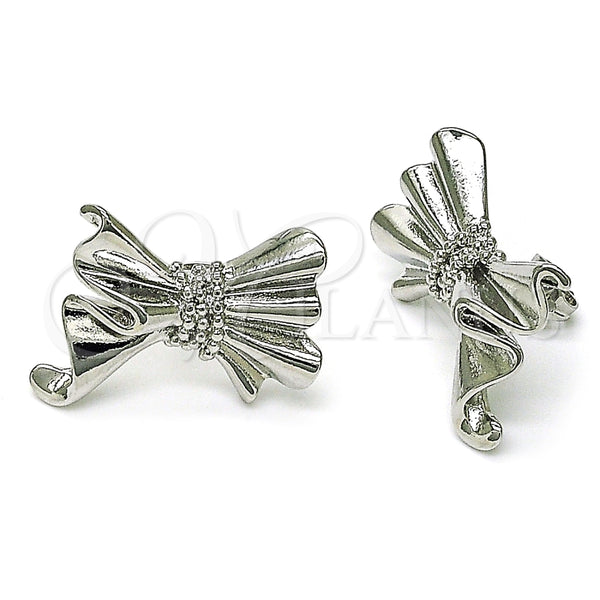 Rhodium Plated Stud Earring, Bow Design, Polished, Rhodium Finish, 02.341.0193.1