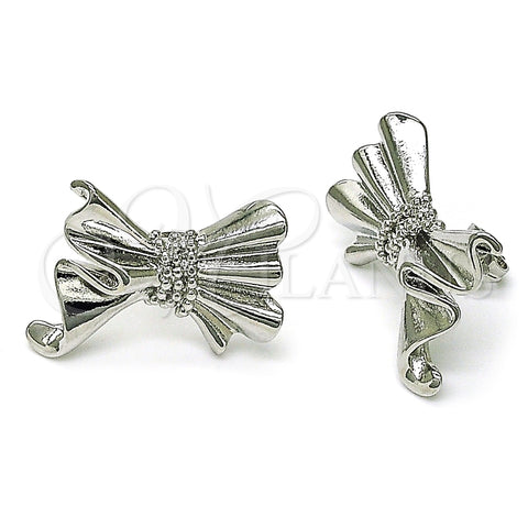 Rhodium Plated Stud Earring, Bow Design, Polished, Rhodium Finish, 02.341.0193.1