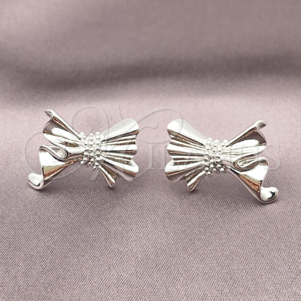 White Gold Filled Ring — Stud Earring Bow Design Polished 02. — main product view — SKU 155736 | Oro Laminado Blanco anillo — Stud Earring Bow diseño pulido 02. — SKU 155736