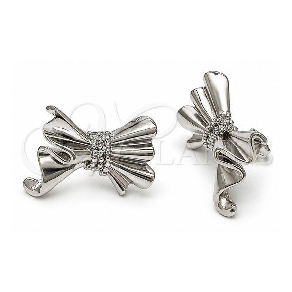 White Gold Filled Stud Earring, Bow Design, Polished, Rhodium Finish, 02.341.0193.1